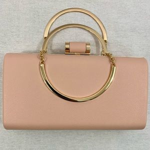 BLUSH CLUTCH W/ TOP HANDLE STRAP